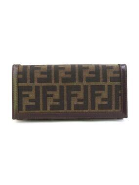 Auth Fendi Zucca Bifold Long Wallet #302941F25B